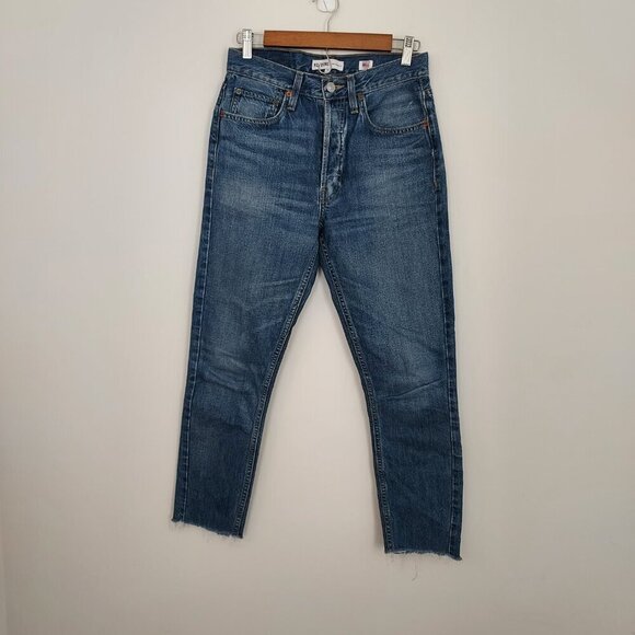 Re/Done Original High Rise Raw Hem Ankle Crop Jeans Size 28 - Picture 11 of 11